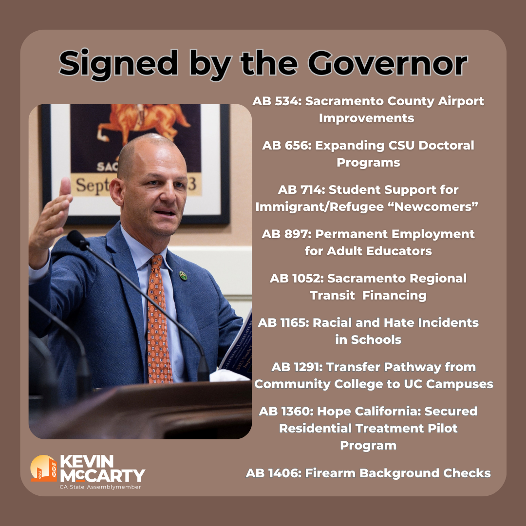 Graphic listing all the bills that have been signed by Governor Newsom